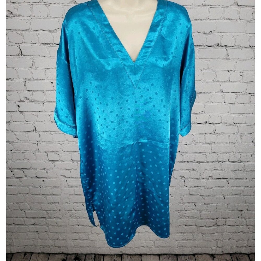 VTG Victoria's Secret Gold Label Blue Silky Satin Nightgown Dress Size M/L